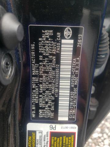 Photo 10 from auction – 2012 TOYOTA CAMRY BASE with VIN 4T1BF1FKXCU608512