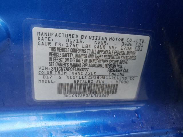Photo 10 from auction – 2015 NISSAN VERSA S with VIN 3N1CN7AP0FL953227