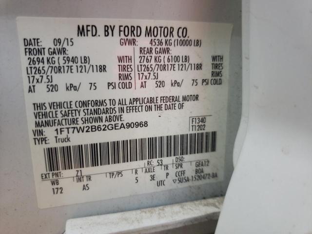 Photo 10 from auction – 2016 FORD F250 SUPER with VIN 1FT7W2B62GEA90968