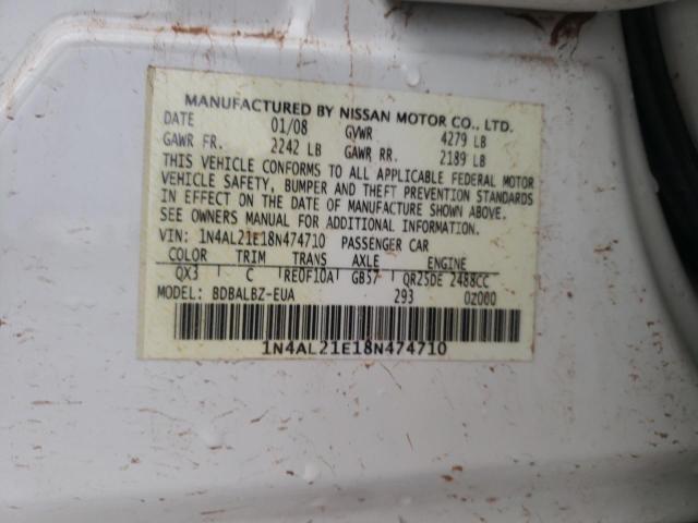 Photo 10 from auction – 2008 NISSAN ALTIMA 2.5 with VIN 1N4AL21E18N474710