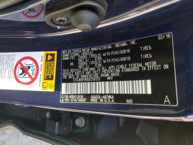 Photo 10 from auction – 2016 TOYOTA HIGHLANDER with VIN 5TDJKRFH0GS258252