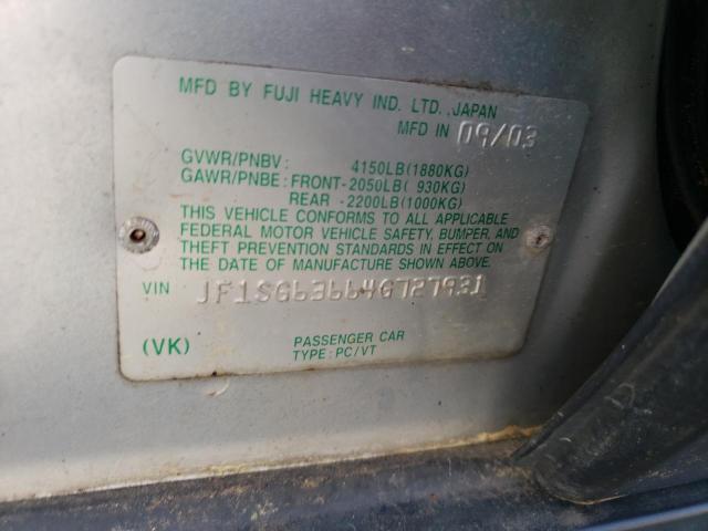 Photo 10 from auction – 2004 SUBARU FORESTER 2 with VIN JF1SG63664G727931