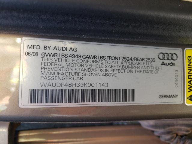 Photo 10 from auction – 2009 AUDI A4 2.0T CA with VIN WAUDF48H39K001143