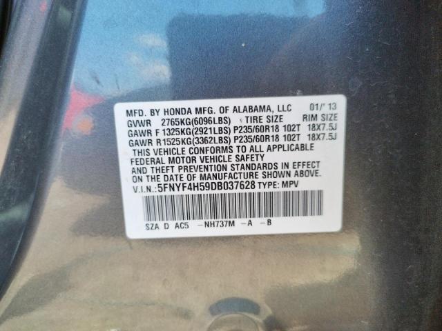Photo 10 from auction – 2013 HONDA PILOT EXL with VIN 5FNYF4H59DB037628