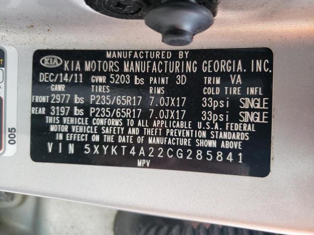 Photo 10 from auction – 2012 KIA SORENTO BA with VIN 5XYKT4A22CG285841