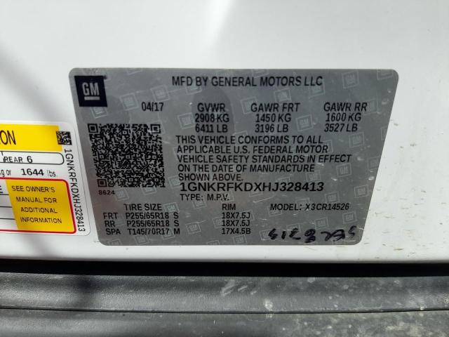 Photo 10 from auction – 2017 CHEVROLET TRAVERSE L with VIN 1GNKRFKDXHJ328413