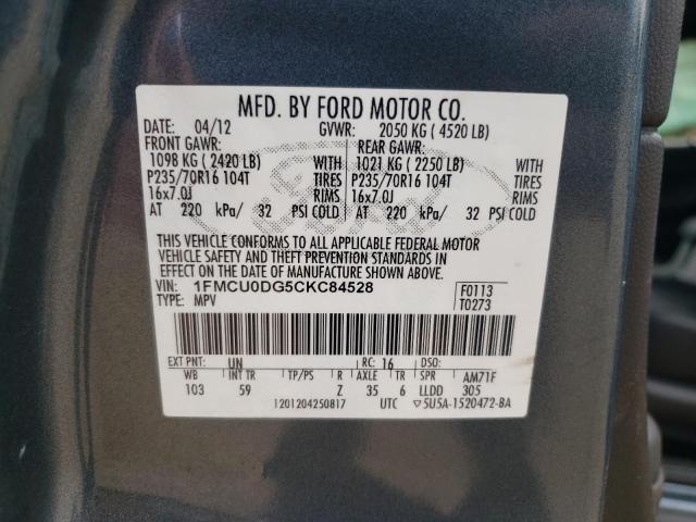 Photo 10 from auction – 2012 FORD ESCAPE XLT with VIN 1FMCU0DG5CKC84528