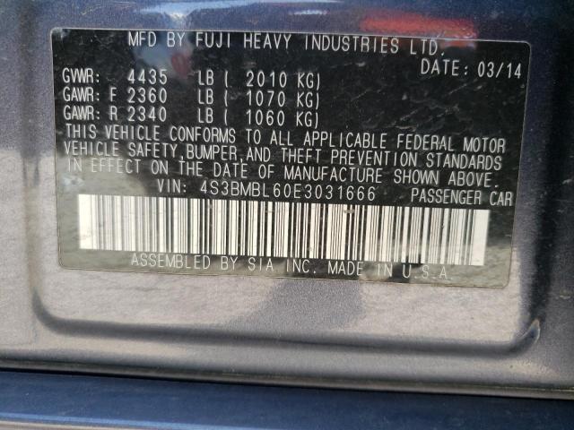 Photo 10 from auction – 2014 SUBARU LEGACY 2.5 with VIN 4S3BMBL60E3031666