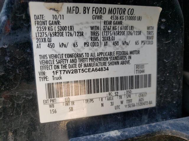 Photo 10 from auction – 2012 FORD F250 SUPER with VIN 1FT7W2BT5CEA64834