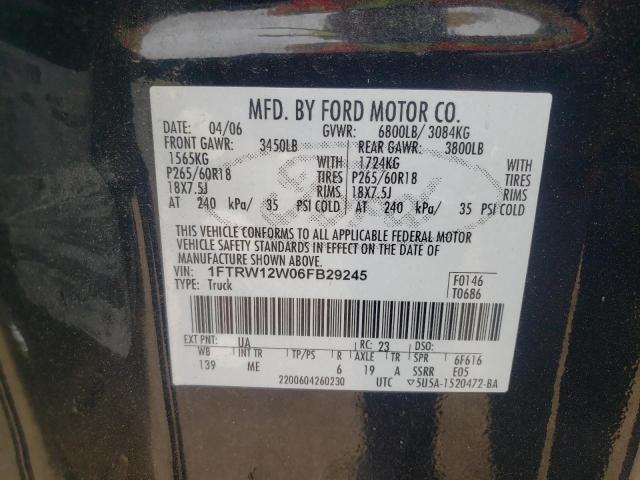 Photo 10 from auction – 2006 FORD F150 SUPER with VIN 1FTRW12W06FB29245