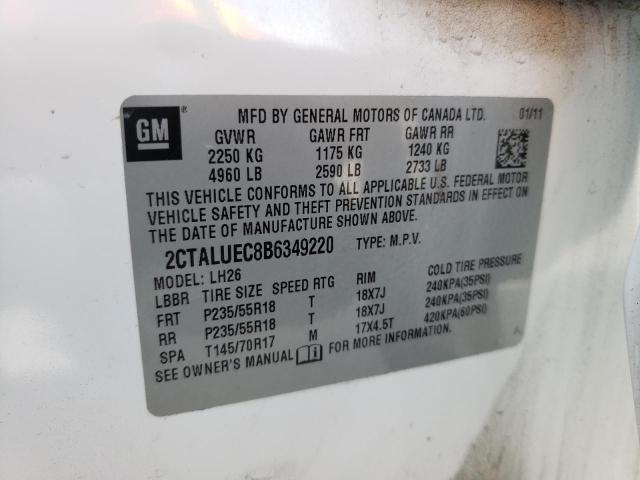 Photo 10 from auction – 2011 GMC TERRAIN SL with VIN 2CTALUEC8B6349220