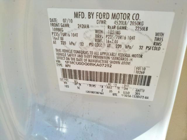 Foto 10 de la subasta – 2011 FORD ESCAPE XLT con VIN 1FMCU0DG0BKA07252
