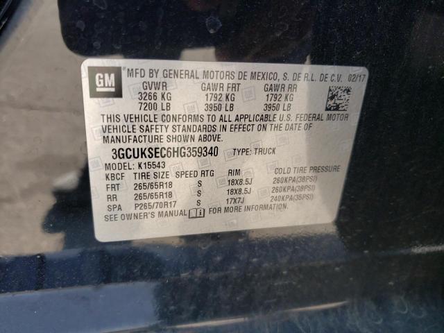 Photo 10 from auction – 2017 CHEVROLET SILVERADO with VIN 3GCUKSEC6HG359340