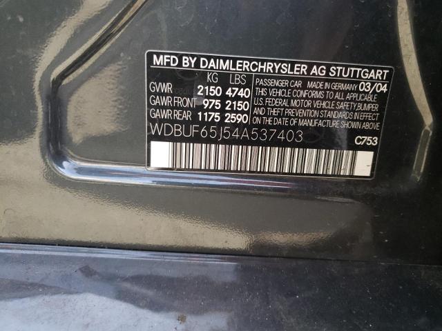 Photo 10 from auction – 2004 MERCEDES-BENZ E 320 with VIN WDBUF65J54A537403