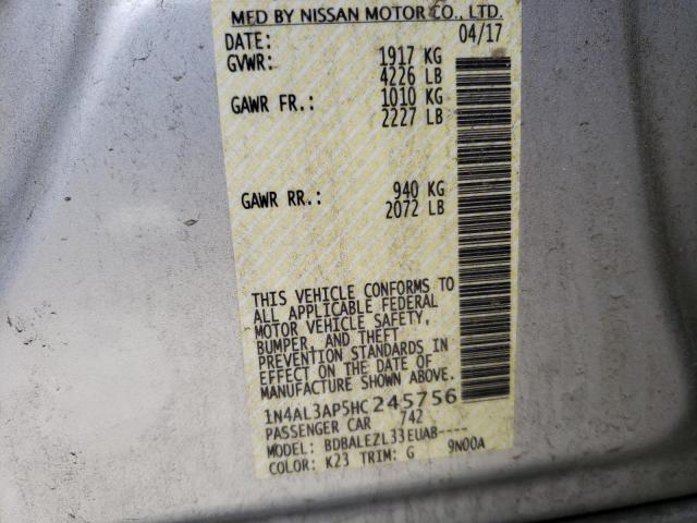 Photo 10 from auction – 2017 NISSAN ALTIMA 2.5 with VIN 1N4AL3AP5HC245756