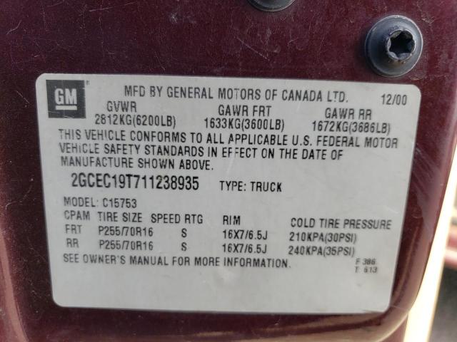 Photo 10 from auction – 2001 CHEVROLET SILVERADO with VIN 2GCEC19T711238935