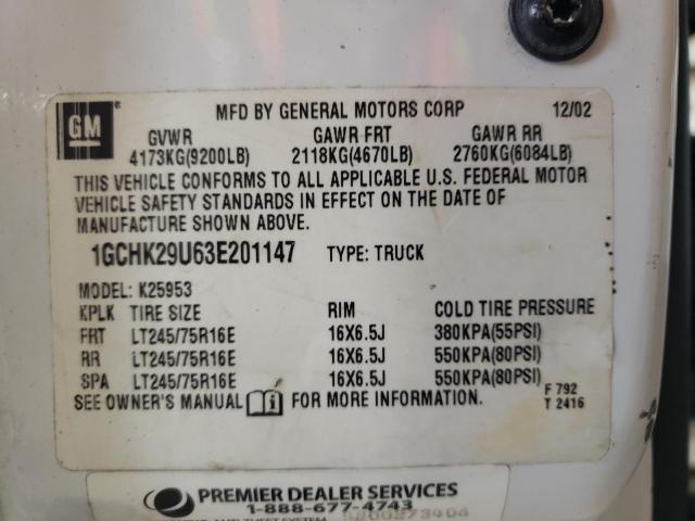 Photo 10 from auction – 2003 CHEVROLET SILVERADO with VIN 1GCHK29U63E201147