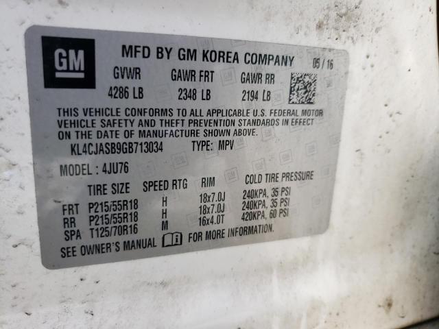 Photo 10 from auction – 2016 BUICK ENCORE with VIN KL4CJASB9GB713034