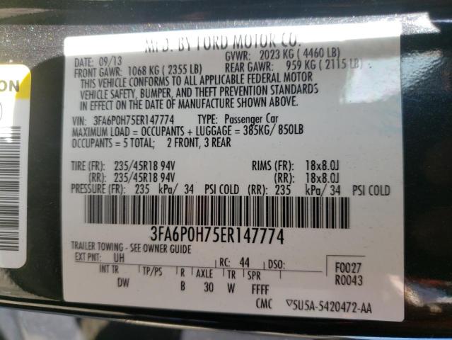 Photo 10 from auction – 2014 FORD FUSION SE with VIN 3FA6P0H75ER147774