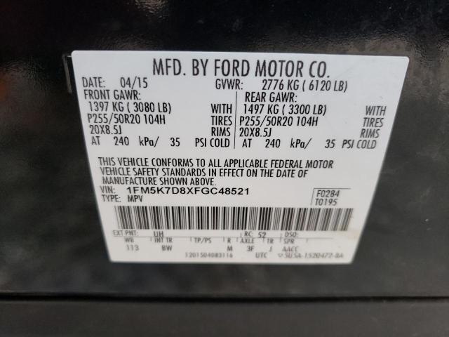 Photo 10 from auction – 2015 FORD EXPLORER X with VIN 1FM5K7D8XFGC48521