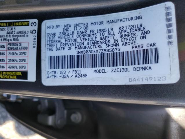 Photo 10 from auction – 2007 TOYOTA COROLLA CE with VIN 1NXBR30EX7Z835873