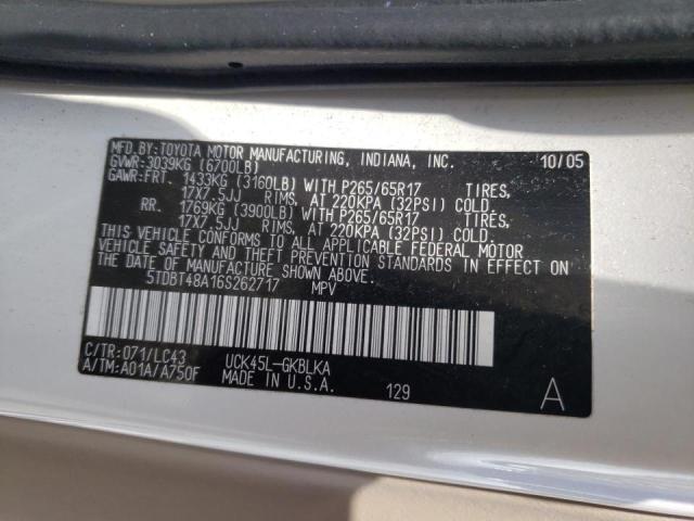 Photo 10 from auction – 2006 TOYOTA SEQUOIA LI with VIN 5TDBT48A16S262717
