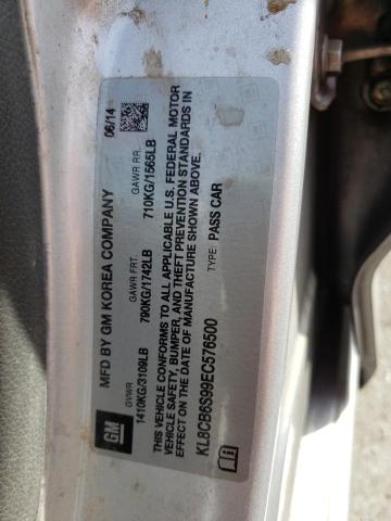 Photo 10 from auction – 2014 CHEVROLET SPARK LS with VIN KL8CB6S99EC576500