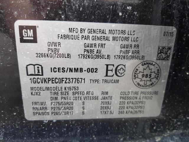 Photo 10 from auction – 2015 CHEVROLET SILVERADO with VIN 1GCVKPEC0FZ377671