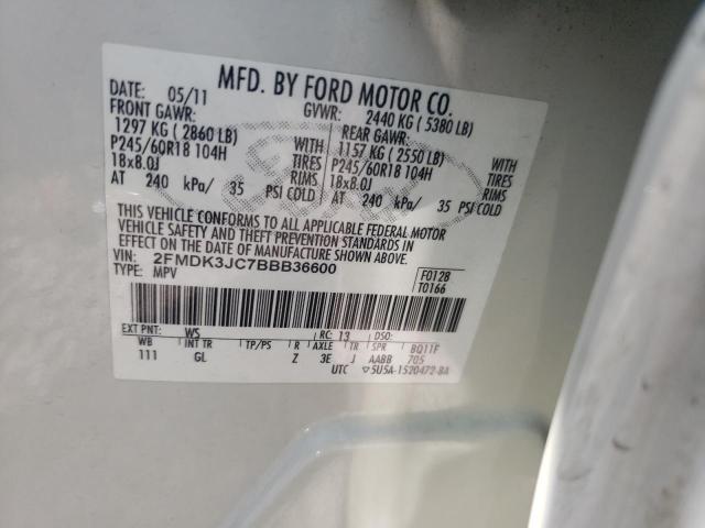 Photo 10 from auction – 2011 FORD EDGE SEL with VIN 2FMDK3JC7BBB36600