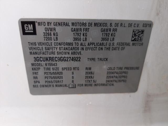 Photo 10 from auction – 2016 CHEVROLET SILVERADO with VIN 3GCUKREC9GG274922