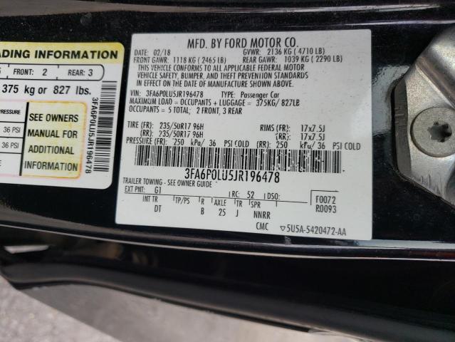 Photo 10 from auction – 2018 FORD FUSION SE with VIN 3FA6P0LU5JR196478