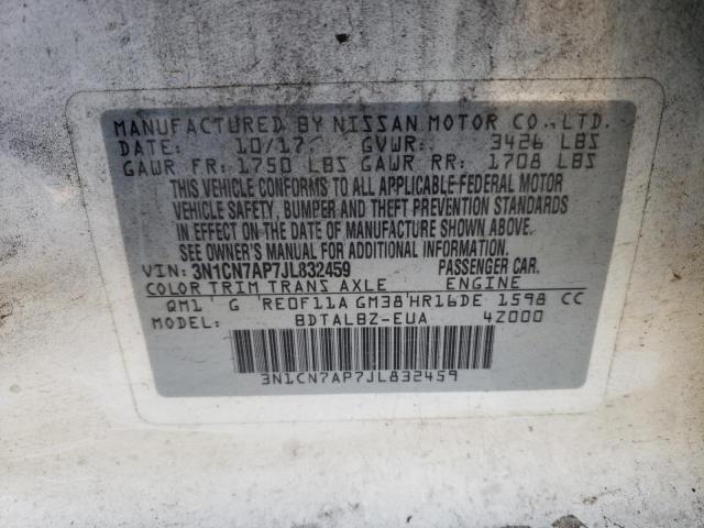Photo 10 from auction – 2018 NISSAN VERSA S with VIN 3N1CN7AP7JL832459