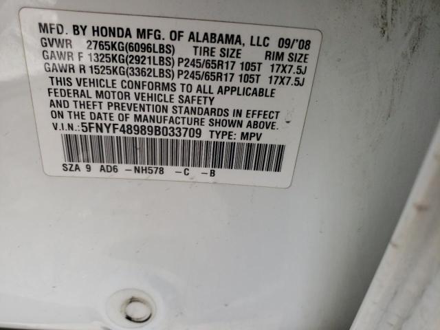Photo 10 from auction – 2009 HONDA PILOT TOUR with VIN 5FNYF48989B033709