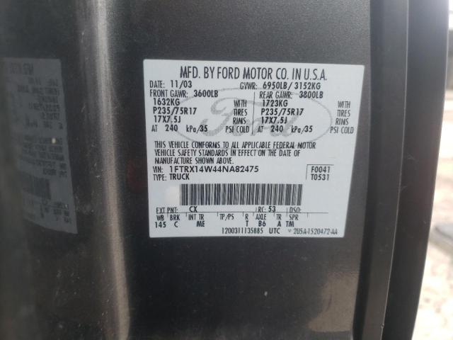 Photo 10 from auction – 2004 FORD F150 with VIN 1FTRX14W44NA82475