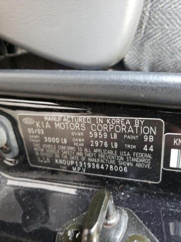 Photo 10 from auction – 2003 KIA SEDONA EX with VIN KNDUP131936478006