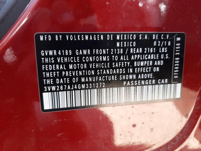 Photo 10 from auction – 2016 VOLKSWAGEN JETTA S with VIN 3VW267AJ4GM331272