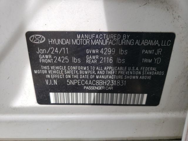 Photo 10 from auction – 2011 HYUNDAI SONATA SE with VIN 5NPEC4AC8BH231831