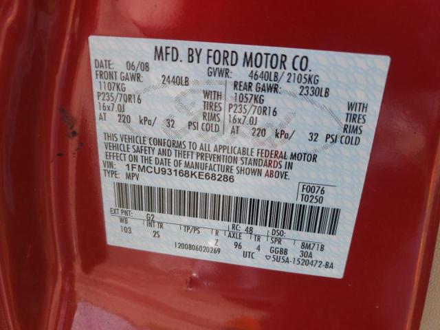 Photo 10 from auction – 2008 FORD ESCAPE XLT with VIN 1FMCU93168KE68286