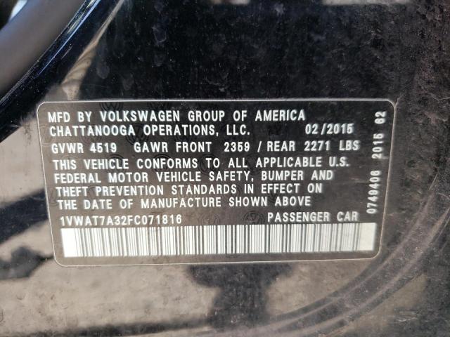 Photo 10 from auction – 2015 VOLKSWAGEN PASSAT S with VIN 1VWAT7A32FC071816