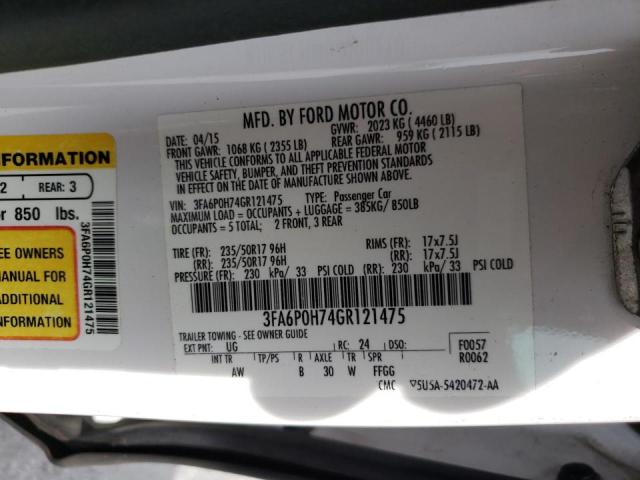 Photo 10 from auction – 2016 FORD FUSION SE with VIN 3FA6P0H74GR121475