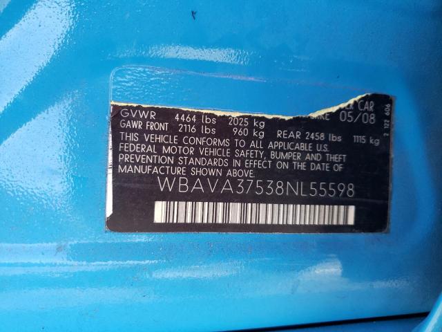 Photo 10 from auction – 2008 BMW 328 I with VIN WBAVA37538NL55598