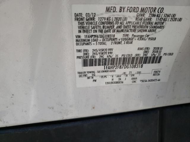 Photo 10 from auction – 2013 FORD TAURUS LIM with VIN 1FAHP2F87DG108318
