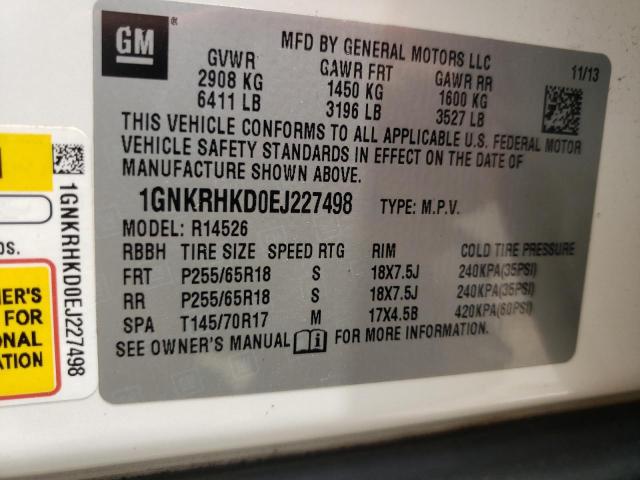 Photo 10 from auction – 2014 CHEVROLET TRAVERSE L with VIN 1GNKRHKD0EJ227498