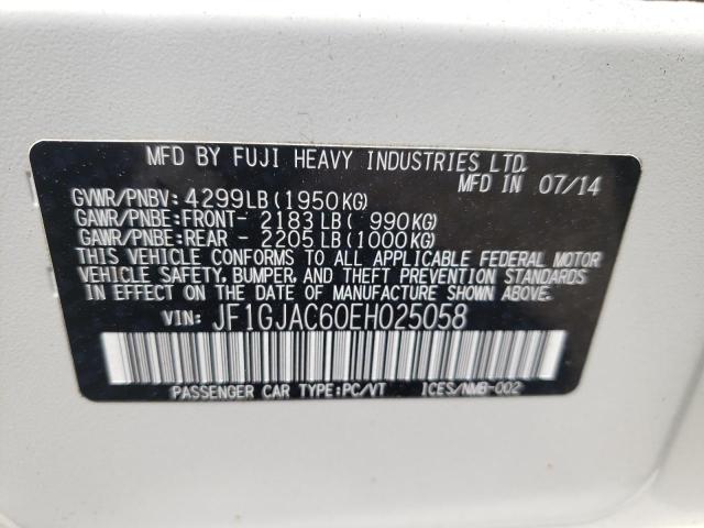 Photo 10 from auction – 2014 SUBARU IMPREZA PR with VIN JF1GJAC60EH025058