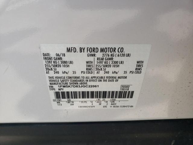 Photo 10 from auction – 2018 FORD EXPLORER X with VIN 1FM5K7D83JGC22061