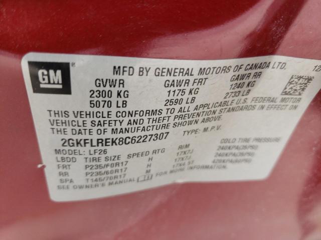Photo 10 from auction – 2012 GMC TERRAIN SL with VIN 2GKFLREK8C6227307