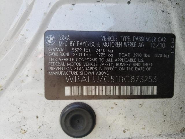 Photo 10 from auction – 2011 BMW 535 XI with VIN WBAFU7C51BC873253
