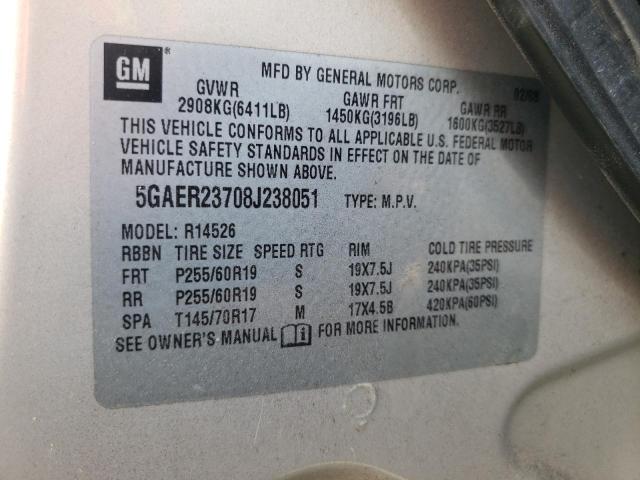 Photo 10 from auction – 2008 BUICK ENCLAVE CX with VIN 5GAER23708J238051