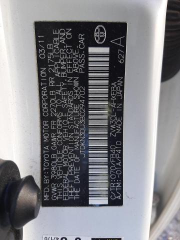 Photo 10 from auction – 2011 TOYOTA PRIUS with VIN JTDKN3DU3B0294702