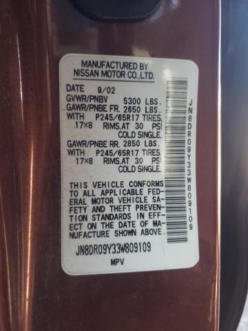 Photo 10 from auction – 2003 NISSAN PATHFINDER with VIN JN8DR09Y33W809109